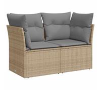 vidaXL Sofá de Jardín de 2 Plazas con Cojines, Sillón de Exterior, Sofá Modular, Asiento para Patio Terraza Balcón, Ratán Sintético Beige
