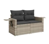 vidaXL Sofá de Jardín de 2 Plazas con Cojines, Sillón de Exterior, Sofá Modular, Asiento para Patio Terraza Balcón, Ratán Sintético Gris Claro