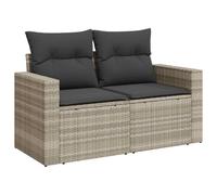 vidaXL Sofá de Jardín de 2 Plazas con Cojines, Sillón de Exterior, Sofá Modular, Asiento para Patio Terraza Balcón, Ratán Sintético Gris Claro