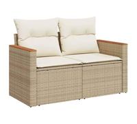 vidaXL Sofá de Jardín de 2 Plazas con Cojines, Sillón de Exterior, Sofá Modular, Asiento para Patio Terraza Balcón, Ratán Sintético Beige