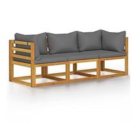 vidaXL Sofá de Jardín de 3 Plazas con Cojín Muebles Exterior Terraza Patio Balcón Hogar Asiento Suave con Respaldo Madera Maciza de Acacia