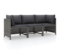 vidaXL Sofá de Jardín de 3 Plazas con Cojines Mobiliario Muebles Exterior Patio Terraza Hogar Silla Asiento Suave Estable Ratán Sintético Gris