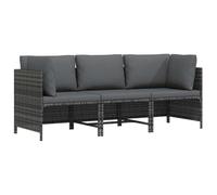 vidaXL Sofá de Jardín de 3 Plazas con Cojines Mobiliario Muebles Exterior Patio Terraza Hogar Silla Asiento Suave Estable Ratán Sintético Gris
