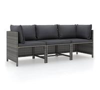 vidaXL Sofá de Jardín de 3 Plazas con Cojines Mobiliario Muebles Exterior Patio Terraza Hogar Silla Asiento Suave Estable Ratán Sintético Gris