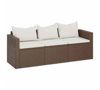 vidaXL Sofá de jardín de 3 plazas con Cojines ratán sintético marrón