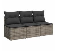 vidaXL Sofá de Jardín de 3 Plazas con Cojines, Sillón de Exterior, Sofá Modular, Asiento para Patio Terraza Balcón, Ratán Sintético Gris