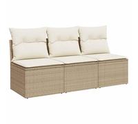 vidaXL Sofá de Jardín de 3 Plazas con Cojines, Sillón de Exterior, Sofá Modular, Asiento para Patio Terraza Balcón, Ratán Sintético Beige