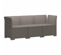 vidaXL Sofá de Jardín de 3 Plazas Look Ratan PP Gris Claro, Muebles de Jardín, Sofá Exterior Elegante para Terraza o Balcón, Resistente al Clima, Funcional y Moderno