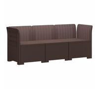 vidaXL Sofá de Jardín de 3 Plazas Look Ratan PP Marrón, Muebles de Jardín, Sofá Exterior Elegante para Terraza o Balcón, Resistente al Clima, Funcional y Moderno
