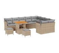 vidaXL Sofá de jardín de 5 Piezas de con Cojines de ratán sintético Beige. Son Muebles modulares relajarte en el balcón, Patio o terraza. Sofás y sillas Modernas de Madera de Acacia,
