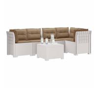 vidaXL Sofá de Jardín de 5 Plazas con Cojines Estilo Ratan PP Blanco, Sofá Exterior Elegante, Aspecto de ratán Moderno, Resistente al Clima, fácil de cuidar, Ideal para tu balcón