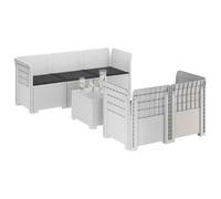 vidaXL Sofá de Jardín de 5 Plazas con Cojines Estilo Ratan PP Blanco, Sofá de jardín Moderno, Resistente al Clima, UV, sillón de Exterior, Aspecto de ratán, Opciones para balcón