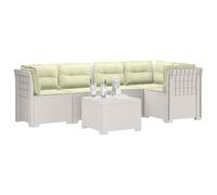 vidaXL Sofá de Jardín de 5 Plazas con Cojines Estilo Ratan PP Blanco, Sofá Exterior Elegante, Aspecto de ratán Moderno, Resistente al Clima, fácil de cuidar, Ideal para tu balcón