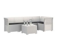 vidaXL Sofá de Jardín de 5 Plazas con Cojines Estilo Ratan PP Blanco, Sofá Exterior Elegante, Aspecto de ratán Moderno, Resistente al Clima, fácil de cuidar, Ideal para tu balcón