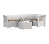 vidaXL Sofá de Jardín de 5 Plazas con Cojines Estilo Ratan PP Blanco, Sofá Exterior Elegante, Aspecto de ratán Moderno, Resistente al Clima, fácil de cuidar, Ideal para tu balcón
