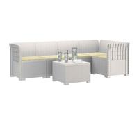 vidaXL Sofá de Jardín de 5 Plazas con Cojines Estilo Ratan PP Blanco, Sofá Exterior Elegante, Aspecto de ratán Moderno, Resistente al Clima, fácil de cuidar, Ideal para tu balcón