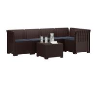 vidaXL Sofá de Jardín de 5 Plazas con Cojines Estilo Ratan PP Marrón, Sofá Exterior Elegante, Aspecto de ratán Moderno, Resistente al Clima, fácil de cuidar, Ideal para tu balcón