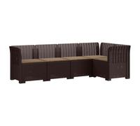 vidaXL Sofá de Jardín de 5 Plazas con Cojines Estilo Ratan PP Marrón, Sofá de jardín Moderno, Asiento Exterior Resistente al Clima, sillón de ratán, Material de Polipropileno UV