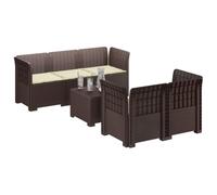 vidaXL Sofá de Jardín de 5 Plazas con Cojines Estilo Ratan PP Marrón, Sofá de jardín Moderno, Resistente al Clima, UV, sillón de Exterior, Aspecto de ratán, Opciones para balcón