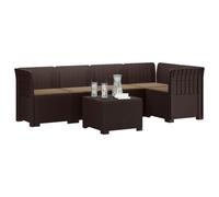 vidaXL Sofá de Jardín de 5 Plazas con Cojines Estilo Ratan PP Marrón, Sofá Exterior Elegante, Aspecto de ratán Moderno, Resistente al Clima, fácil de cuidar, Ideal para tu balcón