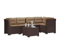 vidaXL Sofá de Jardín de 5 Plazas con Cojines Estilo Ratan PP Marrón, Sofá Exterior Elegante, Aspecto de ratán Moderno, Resistente al Clima, fácil de cuidar, Ideal para tu balcón