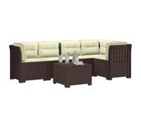 vidaXL Sofá de Jardín de 5 Plazas con Cojines Estilo Ratan PP Marrón, Sofá Exterior Elegante, Aspecto de ratán Moderno, Resistente al Clima, fácil de cuidar, Ideal para tu balcón