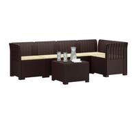 vidaXL Sofá de Jardín de 5 Plazas con Cojines Estilo Ratan PP Marrón, Sofá Exterior Elegante, Aspecto de ratán Moderno, Resistente al Clima, fácil de cuidar, Ideal para tu balcón
