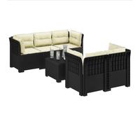 vidaXL Sofá de Jardín de 5 Plazas con Cojines Estilo Ratan PP, Sofá de jardín Moderno, Resistente al Clima, UV, sillón de Exterior, Aspecto de ratán, Opciones para balcón