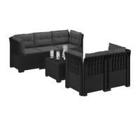 vidaXL Sofá de Jardín de 5 Plazas con Cojines Estilo Ratan PP, Sofá de jardín Moderno, Resistente al Clima, UV, sillón de Exterior, Aspecto de ratán, Opciones para balcón
