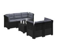 vidaXL Sofá de Jardín de 5 Plazas con Cojines Estilo Ratan PP, Sofá de jardín Moderno, Resistente al Clima, UV, sillón de Exterior, Aspecto de ratán, Opciones para balcón