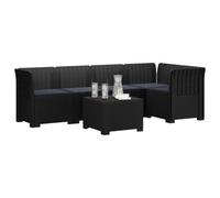 vidaXL Sofá de Jardín de 5 Plazas con Cojines Estilo Ratan PP, Sofá Exterior Elegante, Aspecto de ratán Moderno, Resistente al Clima, fácil de cuidar, Ideal para tu balcón