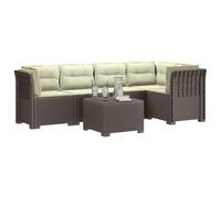 vidaXL Sofá de Jardín de 5 Plazas con Cojines Estilo Ratan PP, Sofá Exterior Elegante, Aspecto de ratán Moderno, Resistente al Clima, fácil de cuidar, Ideal para tu balcón