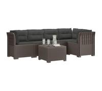 vidaXL Sofá de Jardín de 5 Plazas con Cojines Estilo Ratan PP, Sofá Exterior Elegante, Aspecto de ratán Moderno, Resistente al Clima, fácil de cuidar, Ideal para tu balcón