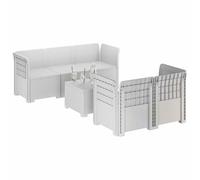 vidaXL Sofá de Jardín de 5 Plazas Estilo Ratan PP Blanco, Sofá de jardín Moderno, Resistente al Clima, UV, sillón de Exterior, Aspecto de ratán, Opciones para balcón