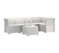 vidaXL Sofá de Jardín de 5 Plazas Estilo Ratan PP Blanco, Sofá Exterior Elegante, Aspecto de ratán Moderno, Resistente al Clima, fácil de cuidar, Ideal para tu balcón