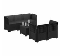 vidaXL Sofá de Jardín de 5 Plazas Estilo Ratan PP Gris Antracita, Sofá de jardín Moderno, Resistente al Clima, UV, sillón de Exterior, Aspecto de ratán, Opciones para balcón