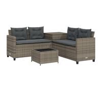 vidaXL Sofá de jardín en Forma de L con Mesa y Cojines ratán PE Gris, sofá de Exterior, sofá de Exterior en Forma de L, sofá de jardín de ratán sintético
