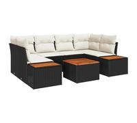 vidaXL Sofá de Jardín Modular de 6 Piezas con Cojines Negros y Blancos, Mimbre Sintético, Muebles para Exterior, Terraza, Lounge, Resistente al Clima, Deck