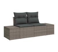 vidaXL Elegante sofá de exterior gris con almacenamiento de ratán duradero y cojines de poliéster, diseño moderno para muebles de balcón y patio, resistente a la intemperie