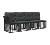 vidaXL Sofá de Jardín para 4 Personas con Brazo Izquierdo 4 pcs Negro, Sofá rústico para Exteriores, Resistente al Clima, Muebles de jardín modulares, Asientos Flexibles, diseño Convertible
