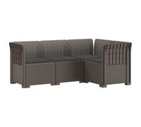 vidaXL Sofá de Jardín para 4 Personas con Cojines Estilo Rattan PP, Conjunto de Sofás de Jardín, Estilo Moderno en Ratan, Resistente a la Intemperie, Protegido UV, Relajarse