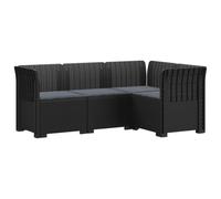 vidaXL Sofá de Jardín para 4 Personas con Cojines Estilo Rattan PP