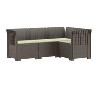 vidaXL Sofá de Jardín para 4 Personas con Cojines Estilo Rattan PP, Conjunto de Sofás de Jardín, Estilo Moderno en Ratan, Resistente a la Intemperie, Protegido UV, Relajarse