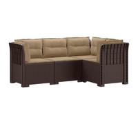 vidaXL Sofá de Jardín para 4 Personas con Cojines Estilo Rattan PP, Conjunto de Sofás de Jardín, Estilo Moderno en Ratan, Resistente a la Intemperie, Protegido UV, Relajarse
