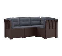 vidaXL Sofá de Jardín para 4 Personas con Cojines Estilo Rattan PP, Conjunto de Sofás de Jardín, Estilo Moderno en Ratan, Resistente a la Intemperie, Protegido UV, Relajarse