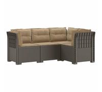 vidaXL Sofá de Jardín para 4 Personas con Cojines Estilo Rattan PP, Conjunto de Sofás de Jardín, Estilo Moderno en Ratan, Resistente a la Intemperie, Protegido UV, Relajarse