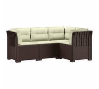 vidaXL Sofá de Jardín para 4 Personas con Cojines Estilo Rattan PP, Conjunto de Sofás de Jardín, Estilo Moderno en Ratan, Resistente a la Intemperie, Protegido UV, Relajarse