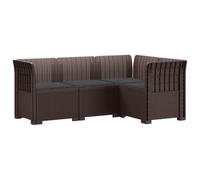vidaXL Sofá de Jardín para 4 Personas con Cojines Estilo Rattan PP, Conjunto de Sofás de Jardín, Estilo Moderno en Ratan, Resistente a la Intemperie, Protegido UV, Relajarse