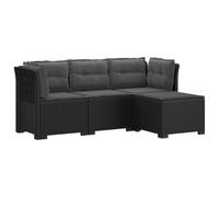 vidaXL Sofá de Jardín para 4 Personas con Cojines y Diseño de Rattan, Sofá de Jardín Moderno, Muebles de Patio Resistentes, Balcón, Terraza y Exterior UV Protegido