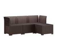vidaXL Sofá de Jardín para 4 Personas con Diseño de Rattan PP Marrón, Sofá de Jardín Moderno, Muebles de Patio Resistentes, Balcón, Terraza y Exterior UV Protegido